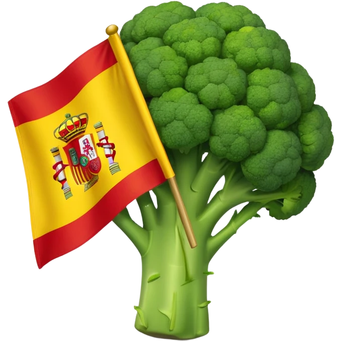 Broccoli holding spanish flag emoji