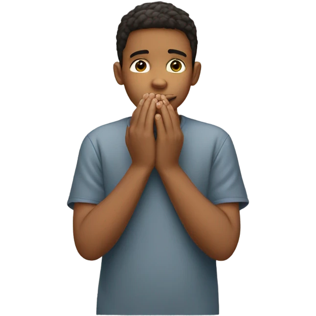 Boy with two hands hitting his nose emoji
