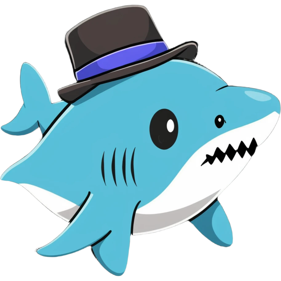 Shark with a top hat emoji