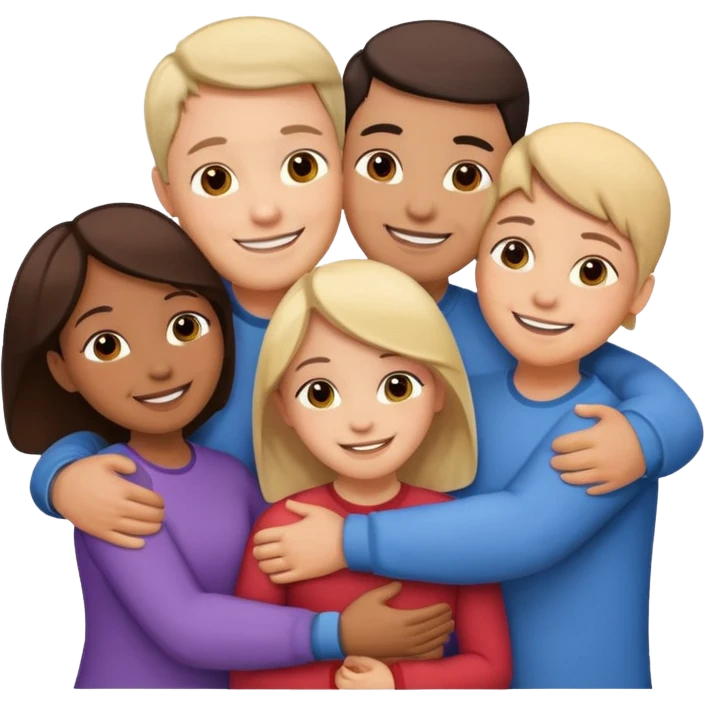 family of 5 hugging each other emoji