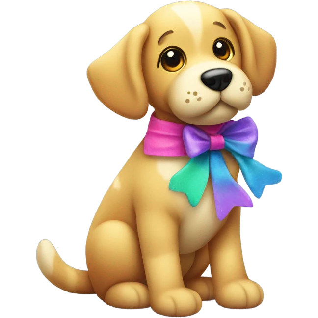 Jelly cat dog wearing a bow emoji