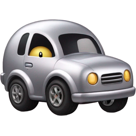 Metal cute black eyes Kirby ball driving on 4 car wheels emoji