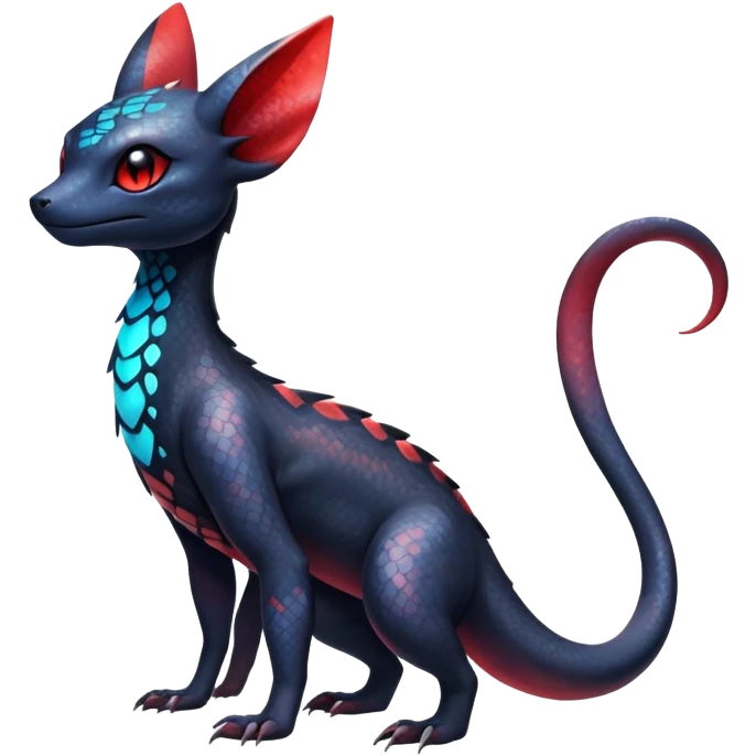 Ethereal Pastel Nebulae Exotic Salandit-Umbreon-Fakémon-hybrid-creature (full body)  emoji