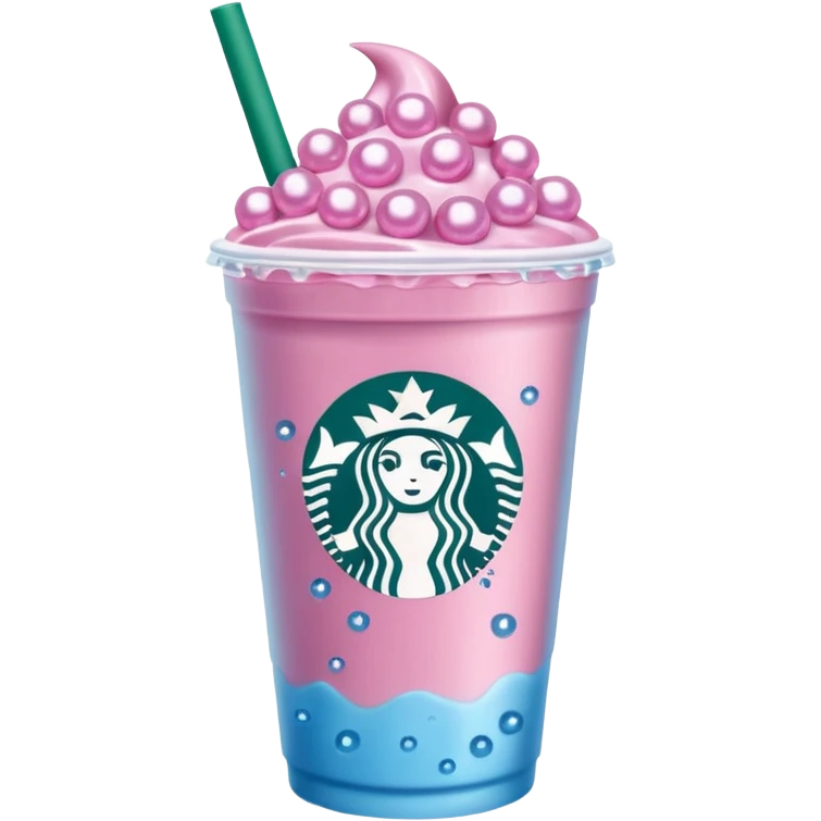 Blue Starbucks drink with pink balls in it emoji
