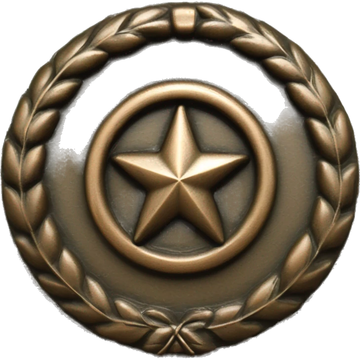 U.S. war veteran, laurel wreath circle with 5-pointed star, bronze finish with  natural patina emoji