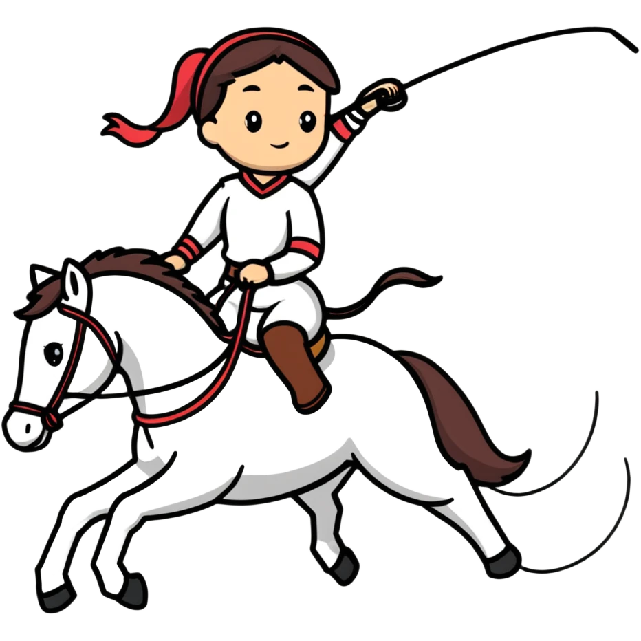 girl riding a horse holding a whip emoji