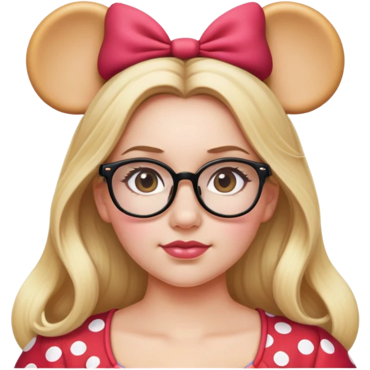 Thick Woman Hazel eyes glasses Long blonde hair Minnie mouse ears emoji