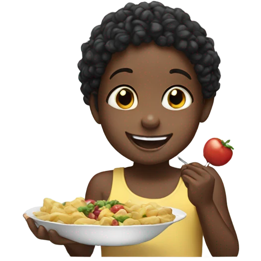 Little black kid eating emoji