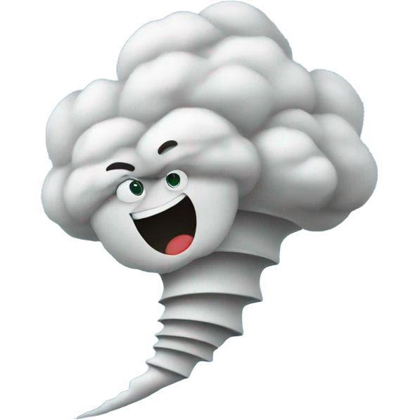 Tornado with a face emoji