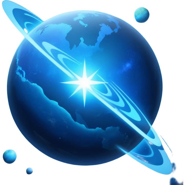The image is a sci-fi poster with glowing blue text that reads “STAR BLAST.” A bright blue planet or star glows at the bottom, giving the design a futuristic, space-themed look. dont foget the text  emoji
