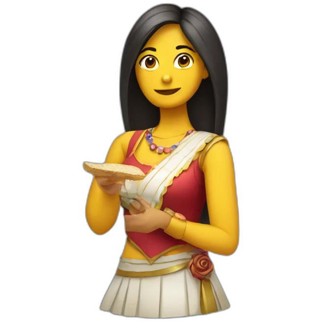 chica con abanico en la mano emoji