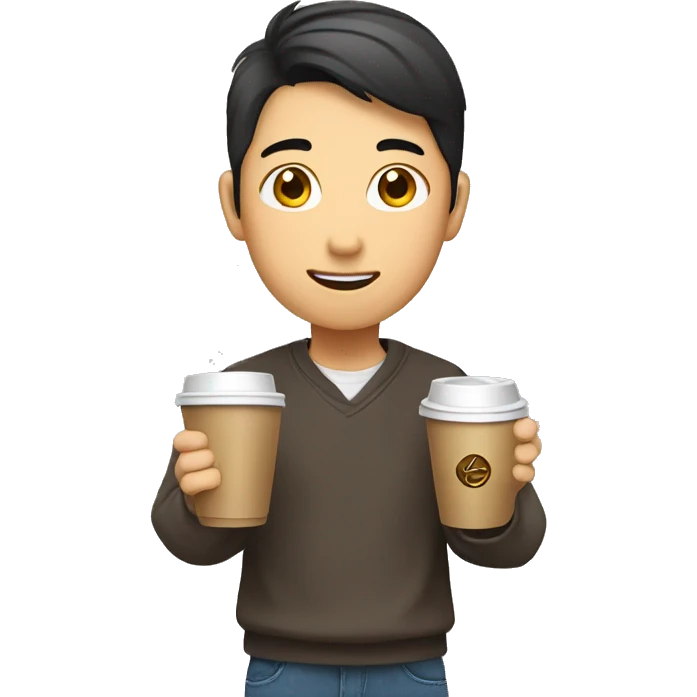 Asian students bring a coffee emoji