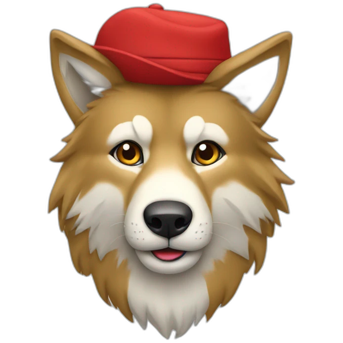 Un lobo con gorro emoji