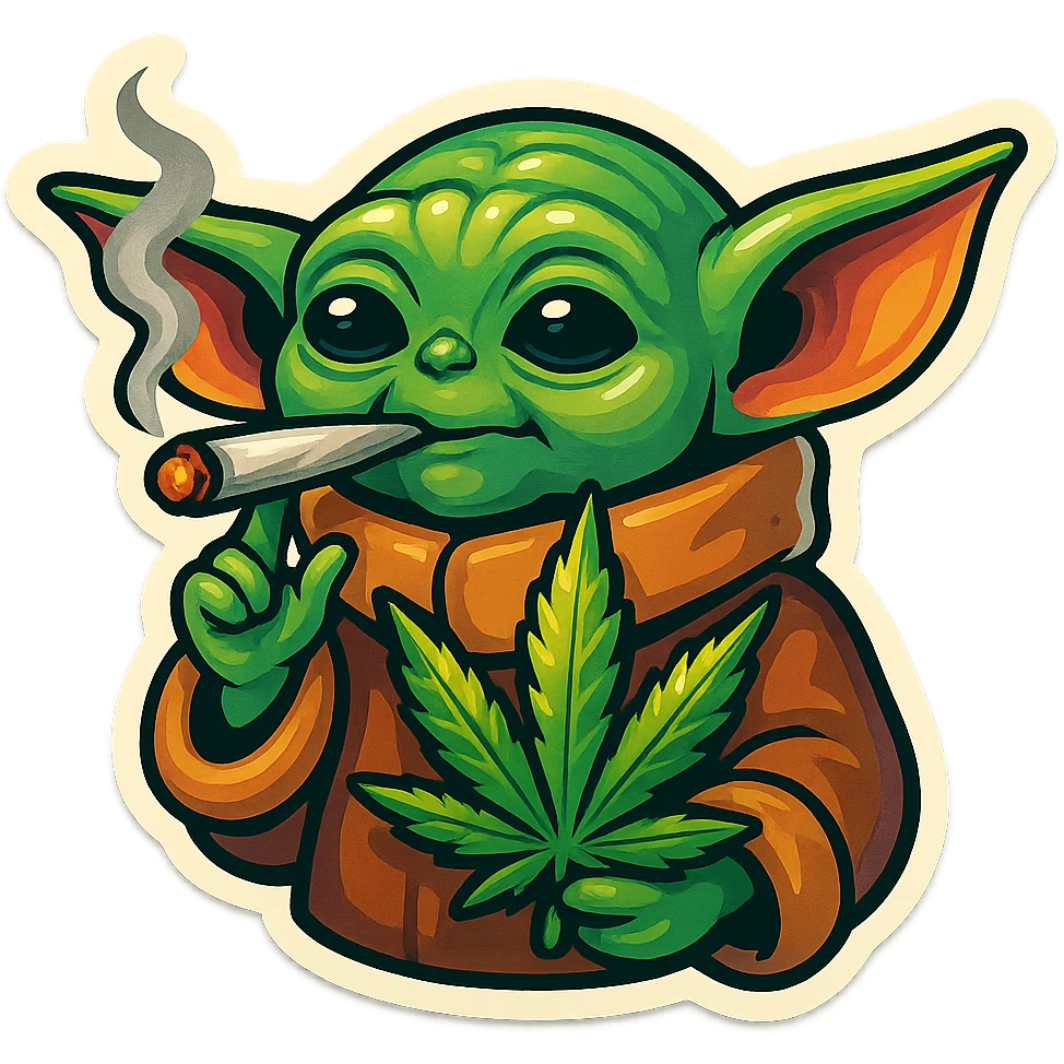 baby yoda smoking cannabis emoji