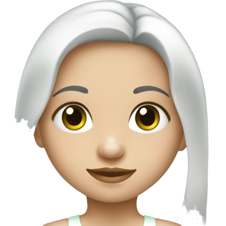 Niña de piel blanca con ojos verdes y pelo liso emoji