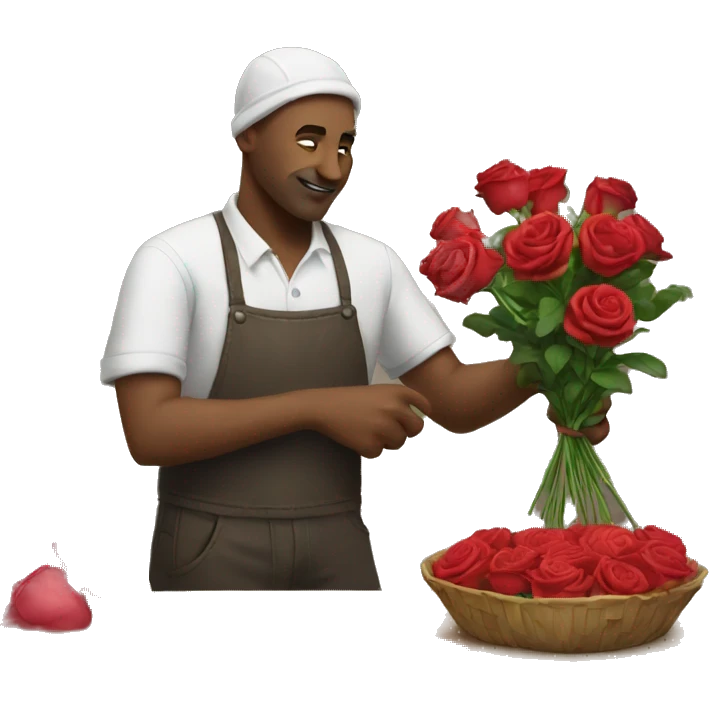 man peeling roses emoji
