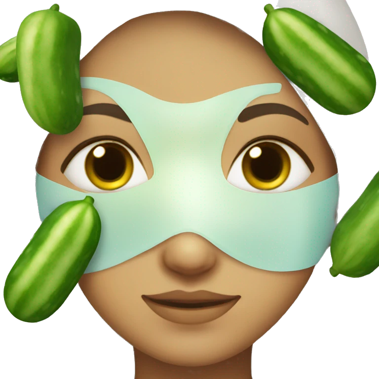 girl with face mask and cucumbers on her eyes emoji