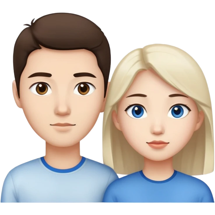 Asian girl with brown eyes and tall white boy with blue eyes couple emoji