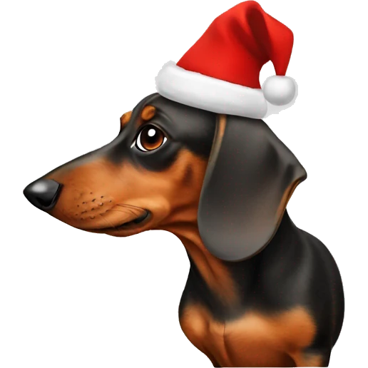 dachshund with santa hat emoji