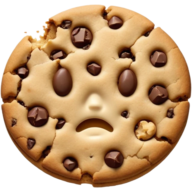 Make a broken chocolate chip cookie 🍪 emoji
