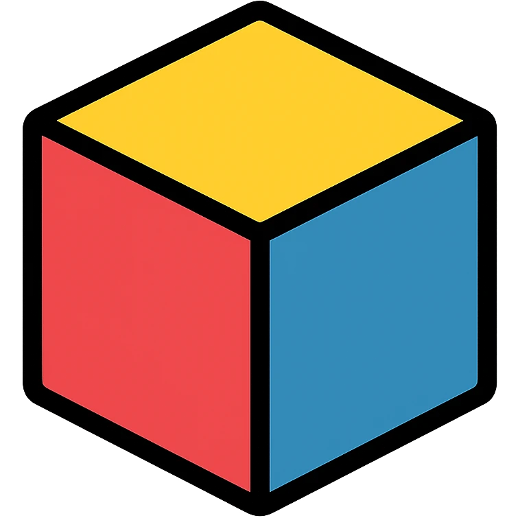 3D cube in color with black outlines emoji