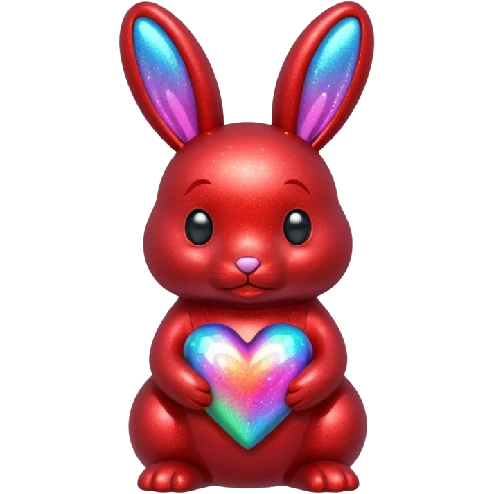 red glitter bunny with heart emoji