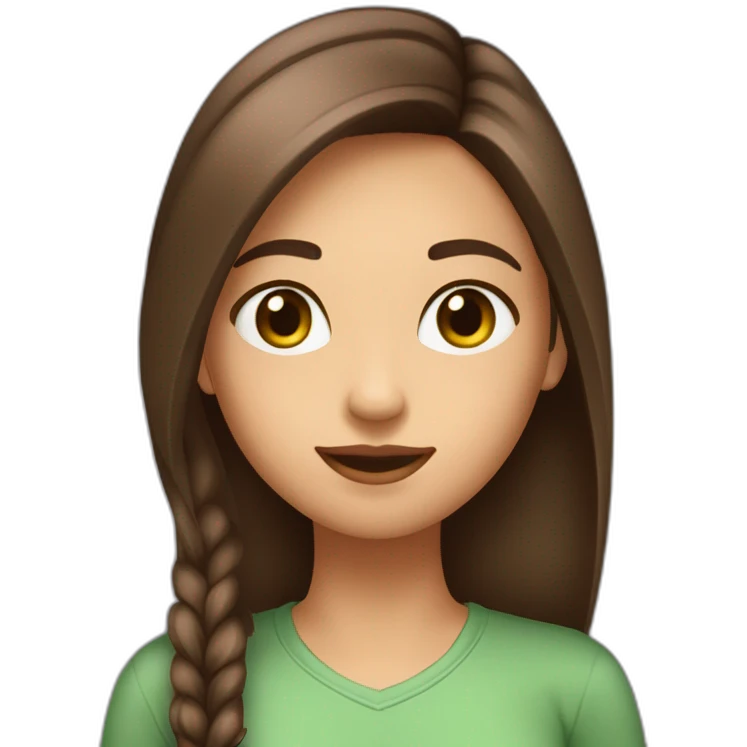 fille-brune-longs-cheveux lisses-aux-yeux-marrons-verts-étudiante emoji