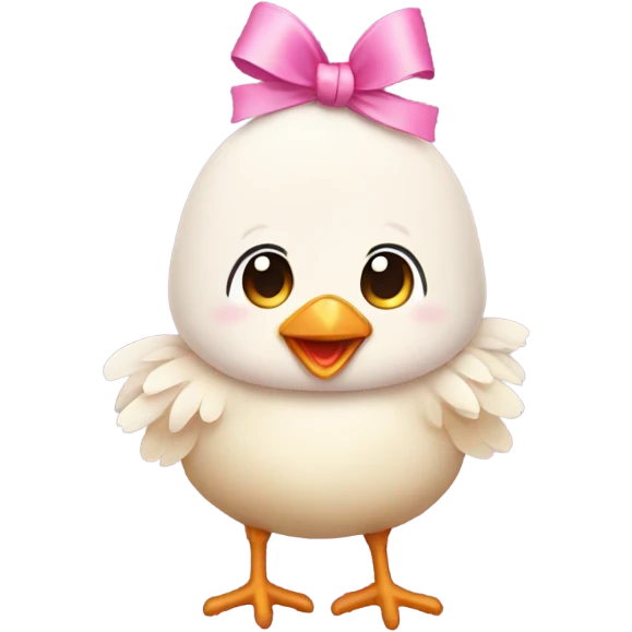 Cute chicken with pink bow emoji