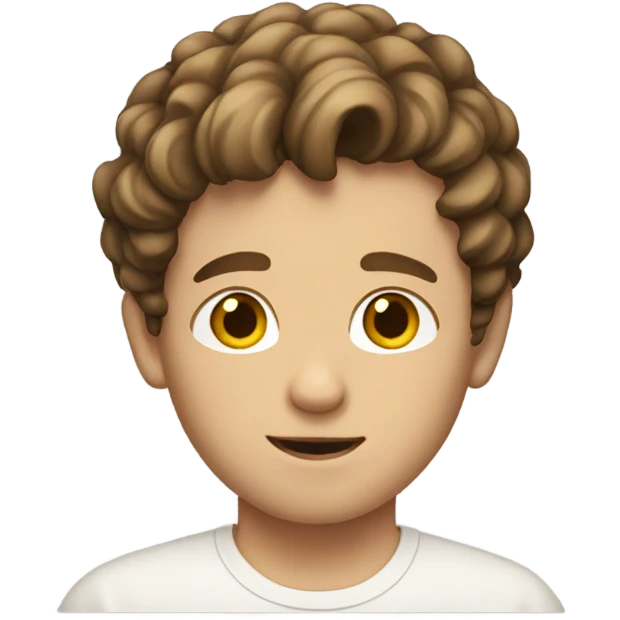 white boy with short brown wavy hair  emoji