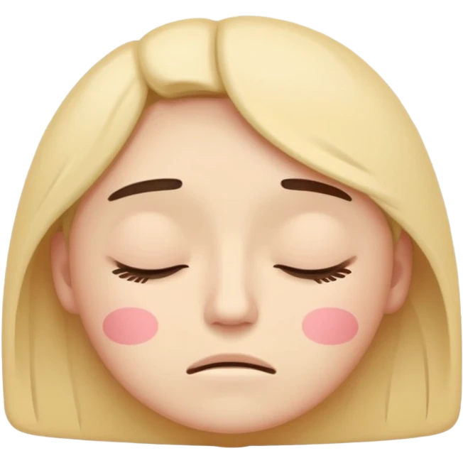 minimal flat emoji of a fatigued face,
half-closed eyes,
slightly uneven eyelids,
low-energy expression,
cool pastel muted tones,
modern mental health app style,
transparent background,
vector illustration emoji