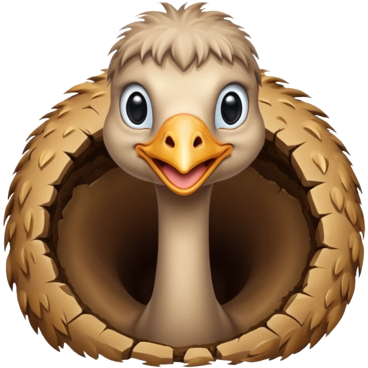 Ostrich with it's head inside a hole in the ground only it's body and neck visible emoji