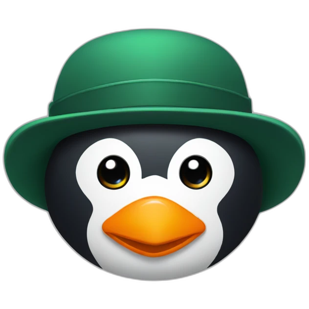 penguin with a dark green flat cap hat emoji