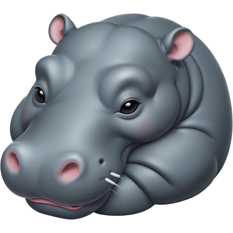 Meme-Worthy Cute Sleeping Hippo Portrait Emoji, Head resting peacefully with a contented smile, showcasing a massive, robust build and a luxuriously soft slate-gray hide, eyes shut in a serene, restful nap, Simplified yet hilariously adorable features, highly detailed, glowing with a soft, drowsy light, high shine, relaxed and utterly lovable, stylized with an air of playful laziness, bright and heartwarming, soft glowing outline, capturing the essence of a comically sleepy hippo, so meme-worthy it feels like it could instantly become the next viral sensation of adorable slumber! emoji