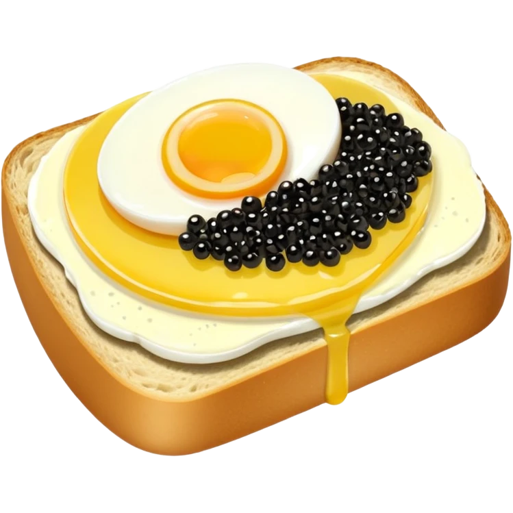 open sandwich with butter, half egg, slice of lemon, black caviar emoji