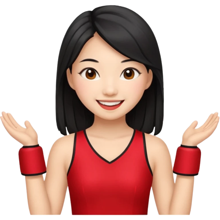 red cheer leader dress, asian emoji