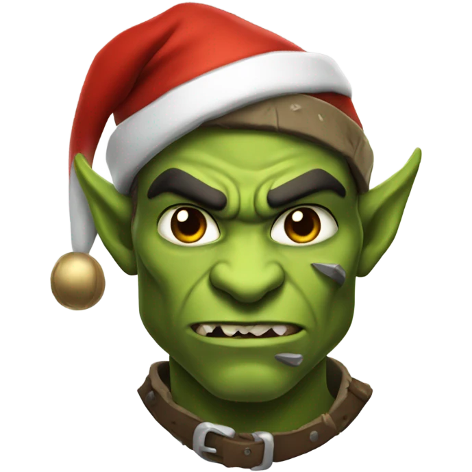 Fierce Orc ranger wearing santa hat emoji