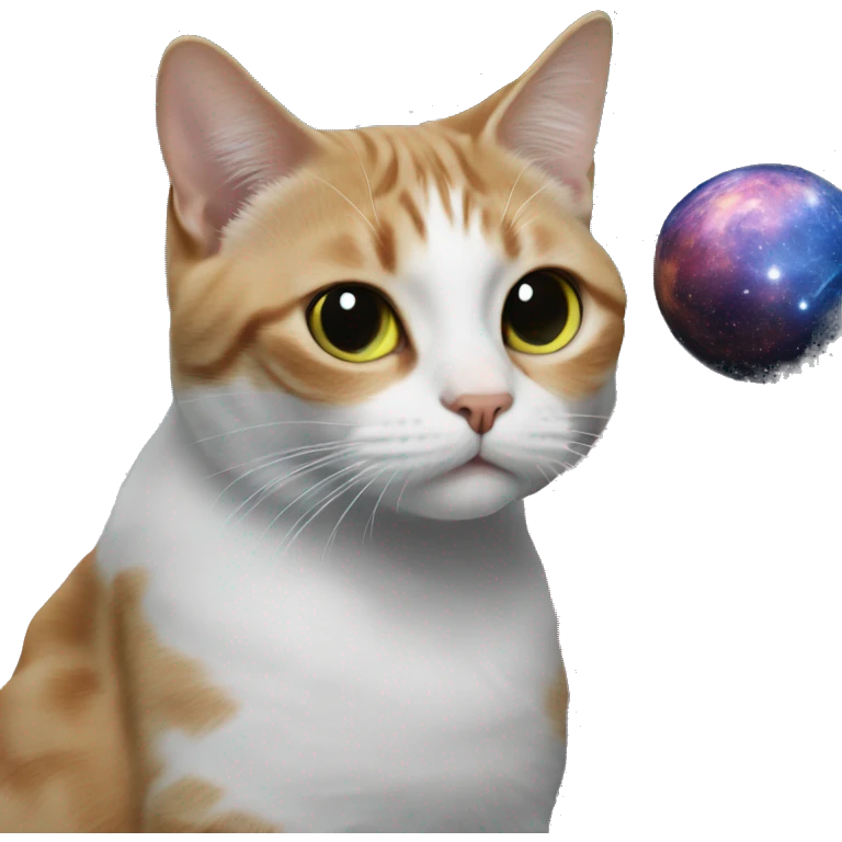 A cat in the background of space emoji