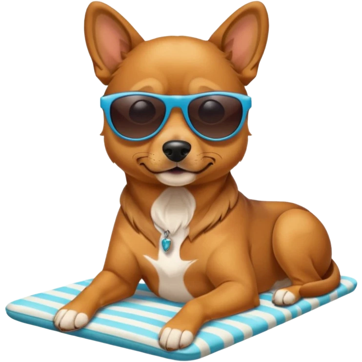Dog in a human body suntanning emoji