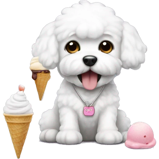 Bichon with ice cream emoji