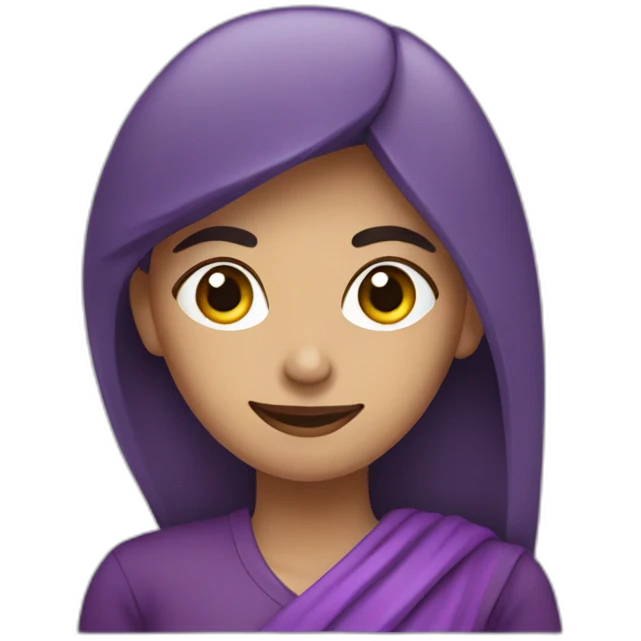 Armenian woman sayin hi in purple clouths  emoji