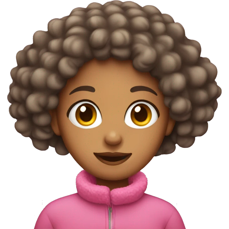 girl with curly hair and pink ear muffs emoji