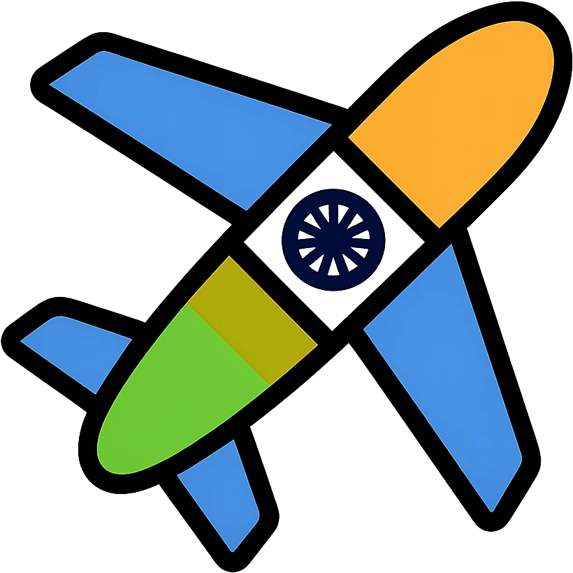 icon color outlined airplane with India flag and simple background emoji