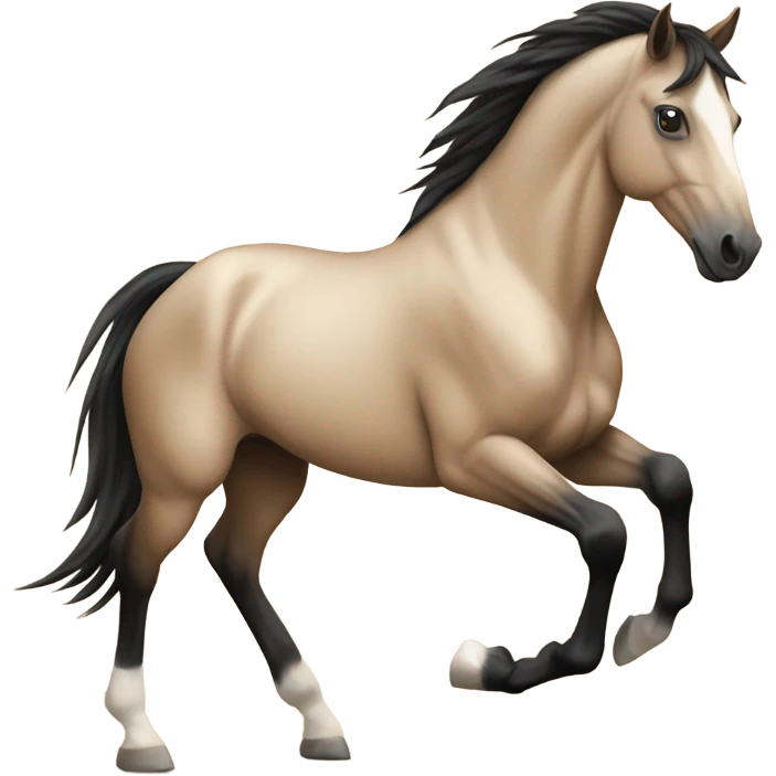 Tan horse with black stripe down its mane emoji