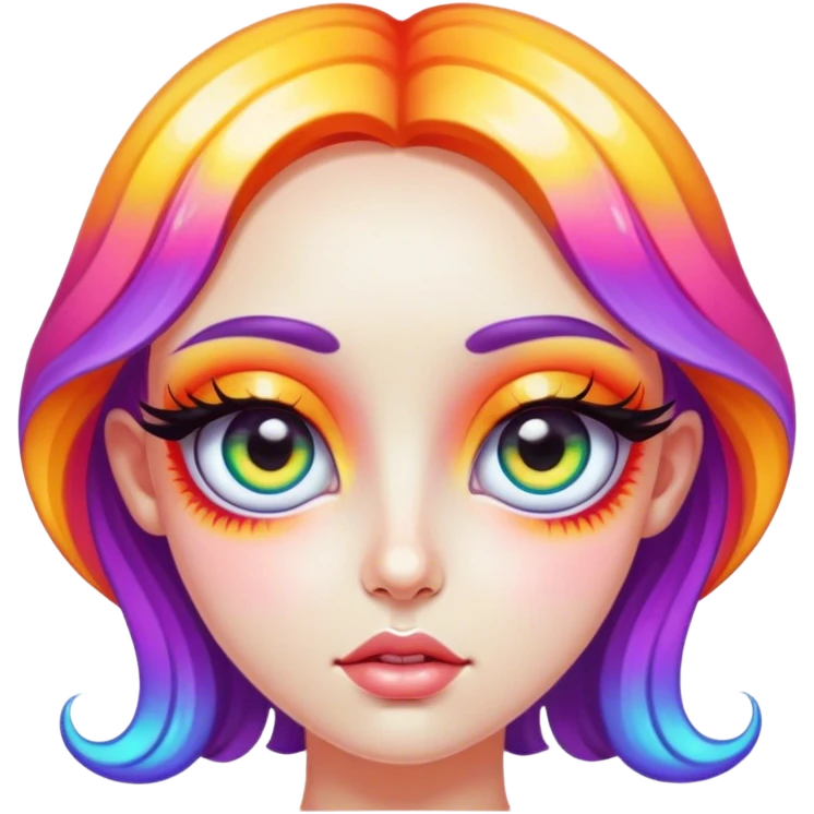 Psychedelic girl with large glistening eyes, ultra realistic details emoji