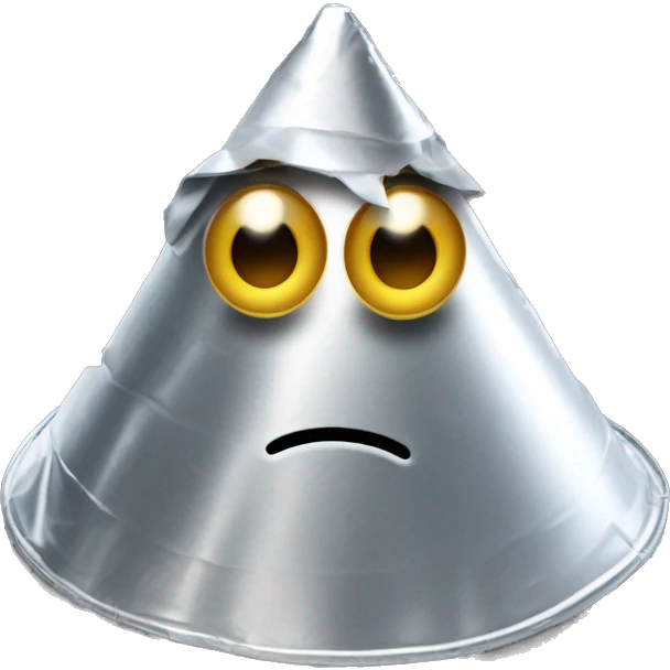 crunched pointy tin foil hat with only eyes below it emoji