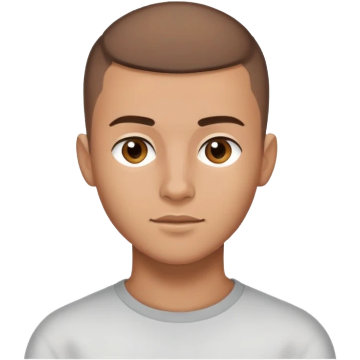  A boy 20 years old, with brown buzz cut hair, and a short beard only as a fade emoji