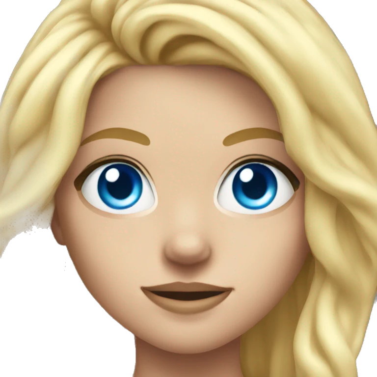 muscular white gym girl with blonde  long hair, blue eyes emoji