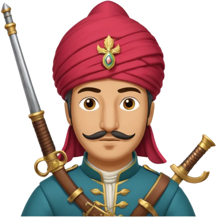 Ottoman Janissary holding a musket with expressive face emoji