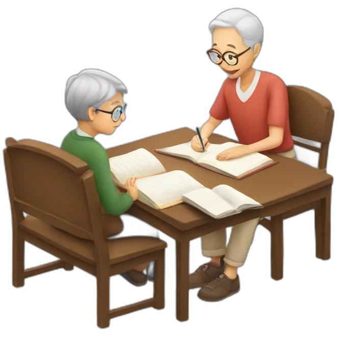 boy studying with grandparent emoji