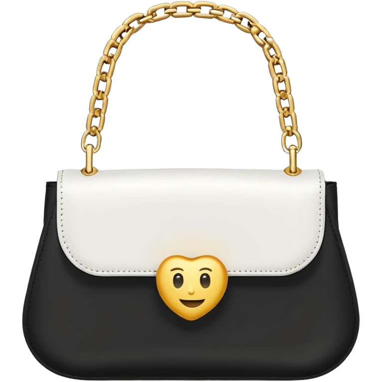 minimalist white purse with golden chain strap, elegant and modern, Apple-style emoji emoji